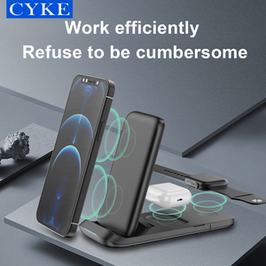 CYKE 3-en-un 15W Chargeur rapide sans fil <span class=keywords><strong>V8</strong></span> Support de téléphone pliable magnétique Montre Station de charge sans fil pliable pour <span class=keywords><strong>AirPods</strong></span> - Product Image 3
