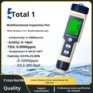 Fabrika doğrudan tedarik beş-in-one su kalitesi test kalem TDS/<span class=keywords><strong>PH</strong></span> EC sıcaklık tuzluluk ölçer çok fonksiyonlu OEM ODM - Product Image 5