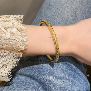 Braccialetto ereditarietà bracciale inciso con cuore Sutra antico metodo ereditarietà braccialetto femminile oro gioielli - Product Image 5