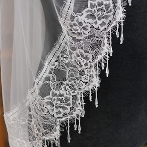 YouLaPan Velo de <span class=keywords><strong>mantilla</strong></span> victoriano con gotas de cristal colgantes, sin peine, accesorio de boda vintage para ceremonia en iglesia V395 - Product Image 5