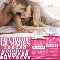Gummies pour l'amélioration des fesses sous marque privée : pour des hanches et des courbes plus volumineuses, effet BBL naturel, raffermissant et liftant, 60 unités, végétalien