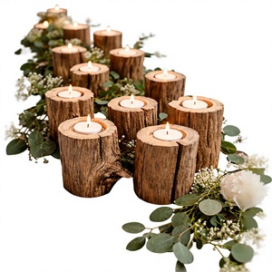 Handmade Durable Wooden Candle Stand Cylinder Eco Friendly Home <b>Decoration</b> for Christmas - Product Image 3