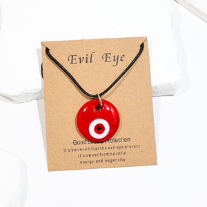 Collana con Ciondolo Etnico in Vetro Blu Retrò con Catena in Bambù, <span class=keywords><strong>Occhio</strong></span> Blu Rotondo da 3 cm, Bestseller Transfrontaliero - Product Image 4