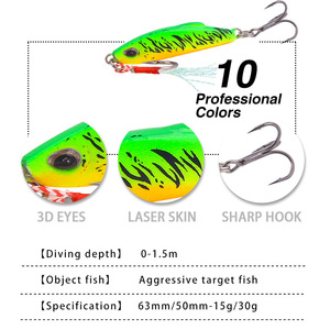 Nouveau <span class=keywords><strong>DUO</strong></span> Luya Leurre à paillettes <span class=keywords><strong>VIB</strong></span> en forme de plaque de fer, pour lancer longue distance, toutes eaux, double hameçon, pour la pêche au black-bass à la bouche d'Alice - Product Image 4