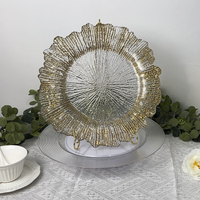 Assiettes de présentation dorées transparentes en plastique de 13 pouces pour décoration de mariage – Vente en gros