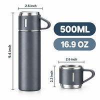 Ensemble cadeau thermos avec logo personnalisé, thermos en acier inoxydable de 500 ml avec 2 tasses, double paroi isolée, cadeau d'entreprise en gros