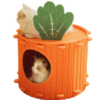 Maison pour animaux de compagnie en feutre écologique de haute qualité, multifonctionnelle, chaude, pour chat et chien, avec fermeture coulissante horizontale, forme tunnel, lit fermé