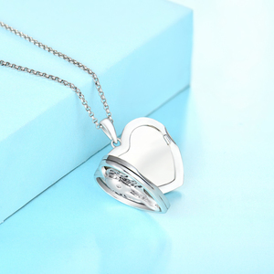 Ngọc lun voi 925 Sterling bạc trái tim mề đay ảnh mặt dây chuyền vòng cổ trang sức cho món quà ngày của mẹ - Product Image 5