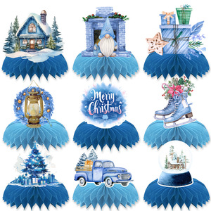 DAMAI 2025 New Christmas Party Decorative Items Honeycomb Arrangement Spiral Hanging Decoration Pull Flag Banner Set - Product Image 2