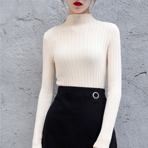 Maglione dolcevita Pullover <span class=keywords><strong>donna</strong></span> autunno manica lunga Slim elastico semplice maglione economico di base - Product Image 2