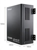 Batterie murale LFP Muloyal 10,24 kWh 51,2 V 200 Ah pour système de stockage d'énergie domestique, 6000 cycles, BMS intégré, IP54, solaire hybride, air