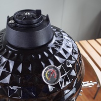 Parrilla de Carbón Portátil Auplex de 18 Pulgadas, Kamado Deluxe de 18 Pulgadas con Soporte, Ahumador de Cerámica para Barbacoa, Juego Completo de Accesorios EN-1860