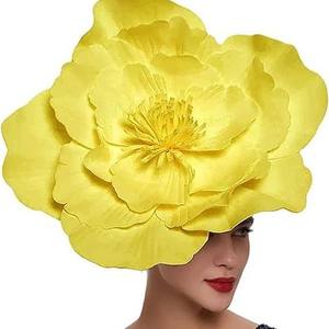 بيع بالجملة تخفيضات كبيرة رغوة زهرة كبيرة قبعات ديربي للنساء كرنفال حزب اكسسوارات الشعر قبعات الحزب - Product Image 3