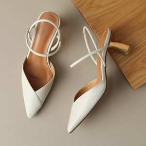 Quality Leather Metal Sandalias Para Dama <b>Pointed</b> <b>Toe</b> <b>Mules</b> Heels for Women Shoes - Product Image 3