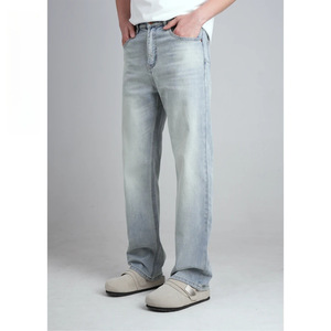 Jeans en denim élastique pour garçons, coupe droite, bleu foncé, jeans stretch skinny pour hommes, pantalon en denim décontracté ample - Product Image 5