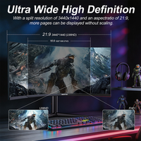 Monitor curvo para juegos de PC de 34 pulgadas WQHD 165Hz 1500R VA 1ms HDR FreeSync, pantalla ultra ancha para computadora de escritorio con bisel estrecho.