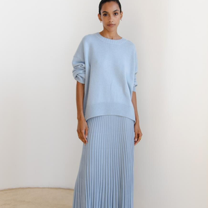 <span class=keywords><strong>Pull</strong></span>-over tricoté décontracté pour femme, en coton doux effet raton laveur, anti-rides, écologique, bleu ciel, longueur longue, personnalisable, faible MOQ - Product Image 5