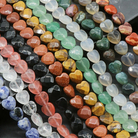 Perles de pierre naturelle en cristal facetté en forme de cœur de 10 mm, pierres précieuses de chakra lâches et roulées, percées pour la guérison par les cristaux
