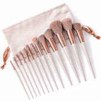 Ensemble de 13 pinceaux de maquillage professionnels avec sac, kit d'outils de beauté, fond de teint, fard à paupières, blush