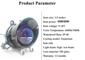 Lente de Proyector Bi-LED de 3 Pulgadas para Faros Delanteros, Cristal <span class=keywords><strong>Azul</strong></span>, Súper Brillante, 45w/50w, Pieza de Repuesto para Nissan Altima 2018 - Product Image 2