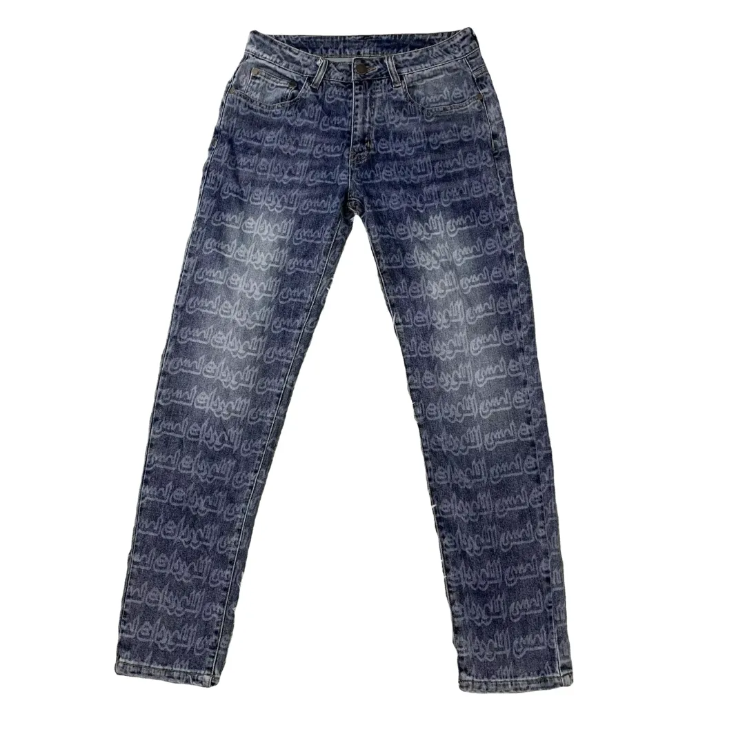 DENIMGUYS pantalon pour hommes à la mode personnalisé jean imprimé personnalité droite hommes jean en jean bleu