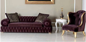 Foshan di alta qualità divano Ottoman Set turco classico stile europeo in legno massiccio oro intaglio in legno vivo velluto tutta la casa - Product Image 4