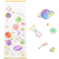 Autocollants décoratifs transparents en PET, résistants aux UV et imperméables, avec feuille d'or, motif papillon galaxie arc-en-ciel, pour journal, vente en gros, personnalisables en usine