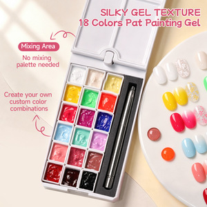 Gel UV LED pour nail art, gel de peinture solide haute saturation, gel à ongles tapable, avec couvercle rotatif à 18 compartiments, pour dégradé blush, vente en gros - Product Image 6