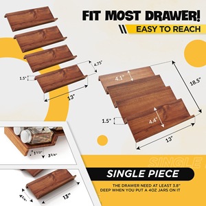 Étagère à épices multi-niveaux en bois d'acacia, 4 niveaux, avec tiroirs, sans perçage requis - Product Image 4