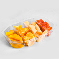 Boîte d'emballage en plastique transparent pour fruits frais coupés, récipient à salade à emporter, à compartiments multiples, refermable, recyclable