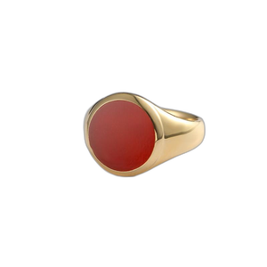 Anillo de <span class=keywords><strong>oro</strong></span> rosa de 18 quilates con <span class=keywords><strong>sello</strong></span> de ágata roja, piedras preciosas de colores naturales de corte radiante, lujo ligero para hombres y mujeres, regalo - Product Image 3