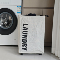 Panier à linge pliable, imperméable, écologique, grande capacité, avec roulettes et poignées