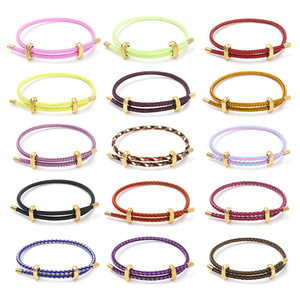 Bán Buôn Hợp Thời Trang Đồ Trang Sức Vòng Đeo Tay 18K Mạ Vàng Clasp Có Thể Điều Chỉnh Đa Màu Sắc Dây Thép <span class=keywords><strong>Rope</strong></span> Vòng Đeo Tay - Product Image 2