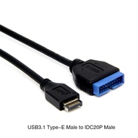 Venta de Fábrica: Cable Adaptador de Extensión USB3.1 Tipo-E Macho a USB3.0 IDC de 20 Pines Macho para Placa Base de Computadora, 30cm
