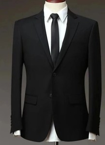 Costume sur mesure noir pour marié, ensemble 2 pièces (veste et pantalon) pour <span class=keywords><strong>soirée</strong></span>, cérémonie et affaires - Product Image 4