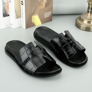 100% รองเท้าแตะผู้ชายหนังจระเข้นำเข้ารองเท้าหนังแท้ - Product Image 3