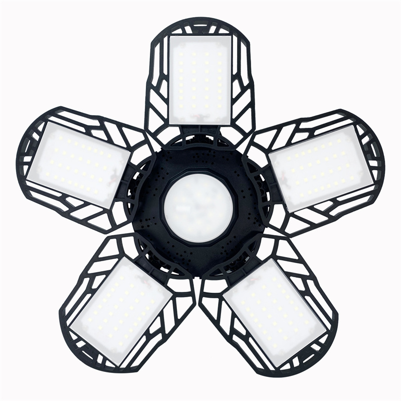 High Brightness Garage Light Light Angle Adjustable E26 5 Leaves Led High Bay Light For Mill Mall Warehouse Fitness Gym Workshop