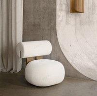 Fauteuil capitonné en bois massif, style moderne, luxe léger, couleur crème, pour salle à manger, salon, chaise de loisirs