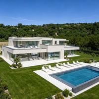 Service de conception architecturale de villas modernes, plan de maison personnalisée à 3 étages avec vue panoramique et piscine
