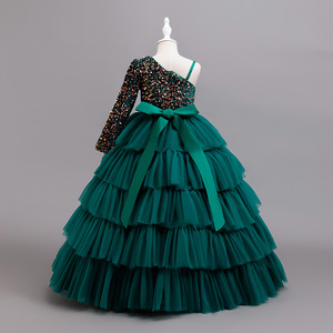 Abito monospalla con paillettes e scollo <span class=keywords><strong>all</strong></span>'americana senza maniche <span class=keywords><strong>per</strong></span> bambine, abito da principessa <span class=keywords><strong>per</strong></span> banchetti - Product Image 6