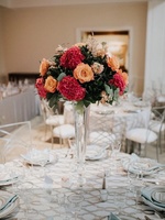 Nouveaux Centres de Table de Mariage en Fleurs Blanches, Boules de Fleurs Artificielles en Soie Rose Rouge