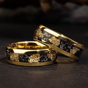 Anillos De Acero Inoxidable Men's Gold Stainless Steel High-End <b>Ring</b> Vintage Starry Sky Oval Cut Wedding Engagement Finger Band - Product Image 1