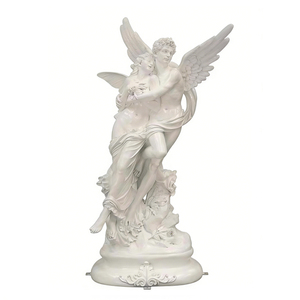 Statue de jardin vintage en fibre de verre, grande buste d'ange bébé Gavriel, style romain occidental antique, dorée, à vendre - Product Image 2