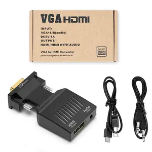 Convertidor macho a hembra de 1080P, convertidor de datos de entrada de Audio de PC a TV, adaptador VGA a HDMI