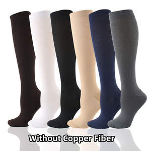 Chaussettes de compression en cuivre 20-30 mmHg grande taille pour infirmières, sport, course à pied, montantes jusqu'au genou, athlétiques, blanches, tricotées, avec protection des jambes - Product Image 2