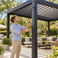 Pergola motorisée en aluminium avec éclairage LED, pavillon de jardin pour fêtes, modèle CE TUV NG-MP2026