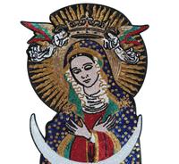 Patchs brodés personnalisés de grande taille avec motif de la Vierge Marie en sequins, à coudre sur les vêtements, pour les événements de club, les produits promotionnels de marque
