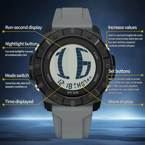 Montre numérique multifonctionnelle décontractée pour étudiants SANDA 2209 avec grand cadran à chiffres défilants, montre-bracelet étanche - Product Image 5