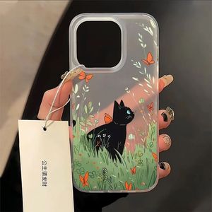 Coque de téléphone portable VIVOIQOO13 S30 X100 Y77 X90 avec motif chat noir et papillon, finition givrée et grandes découpes, vente en gros - Product Image 1