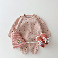 Ensembles de vêtements en coton pour bébé coréen, ensemble de vêtements en coton gaufré de deux pièces pour enfants garçons et filles, survêtement hauts + pantalons, 2022